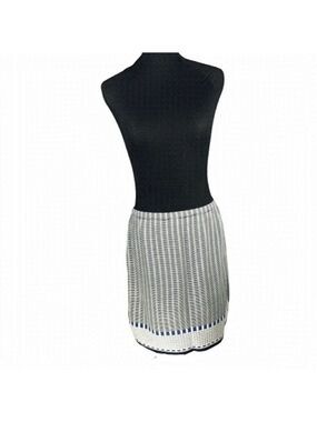𝅺MAX STUDIO Skirt Blue and White with Black Hem Size M